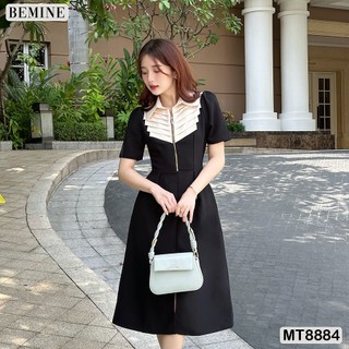 Đầm thiết kế cổ xếp ly tay phồng dáng chữ a bemine mt8884