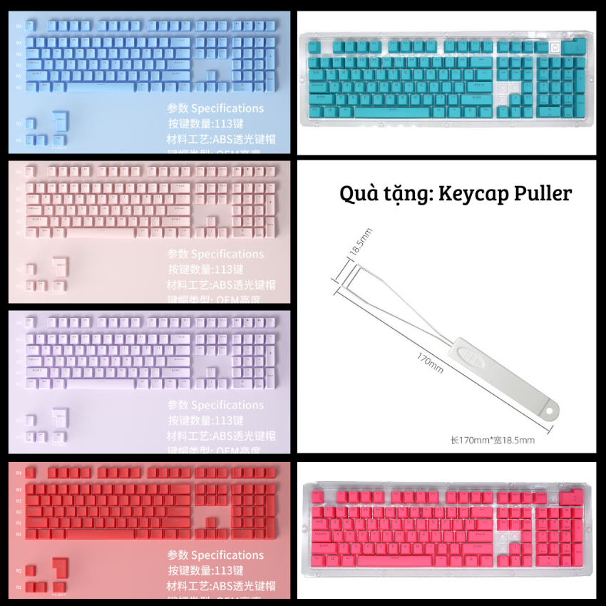 Keycap ABS/PBT Doubleshot Profile OEM nhiều màu sắc, keycaps cho bàn phím cơ