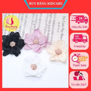  Hoa voan hoa vải voan HOA VOAN NHỤY TRAI Kidcare 8cm dùng làm kẹp tóc kẹp tóc nơ hoa cài tóc cài hoa 