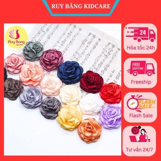 Hoa voan, hoa cài áo, HOA LỤA ĐỐT Kidcare 5cm, hoa  dùng làm hoa cài áo, handmade, trang trí tóc, nơ kẹp tóc,
