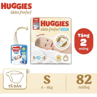 Tã dán sơ sinh Huggies mới - S80 miếng skin perfect + Tặng 2 miếng