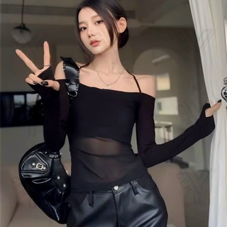 Áo Kiểu Lưới Tay Dài Trễ Vai Croptop Xinh Xắn Shop Tiến Linh
