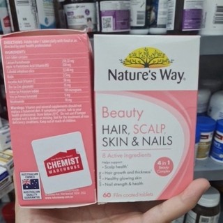 Viên uống làm đẹp da móng tóc và da đầu Nature 's way 60 viên Úc