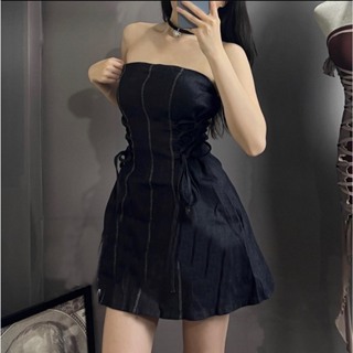 Đầm Cúp Ngực Denim Dan Eo, Đầm Jean Ống Cúp Ngực Thắt Eo, Đầm Chữ A Cho Nữ(có ảnh thật) Đầm jean cúp ngực đan dây eo | BigBuy360 - bigbuy360.vn