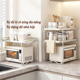 Kệ để lò vi sóng và nồi chiên không dầu Inox, kệ để đồ bếp gia vị đồ gia dụng Nhà Bếp - Mã 10069