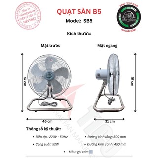 Quạt sàn tico quạt điện cơ việt nhật sb5, cánh 450mm