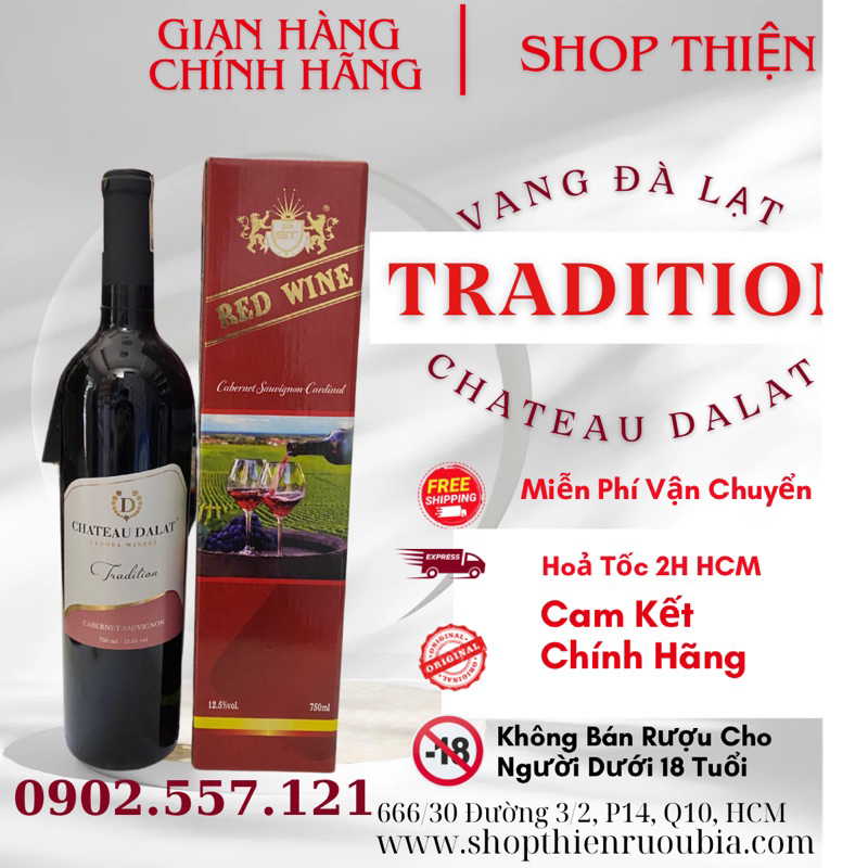 Vang Đà Lạt Chateau Dalat TRADITION 12.5% 750ml-Vang Đỏ