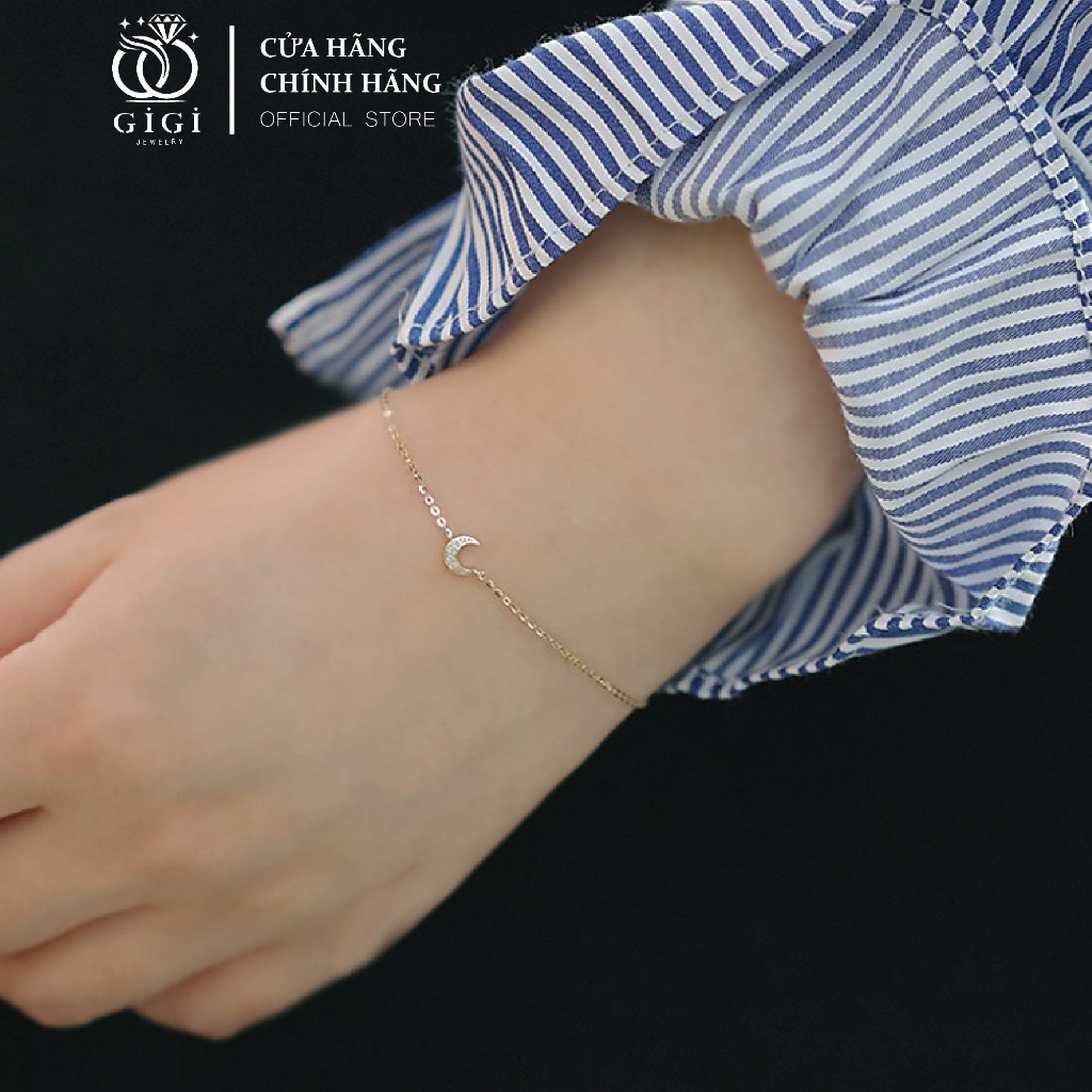 Lắc tay mặt trăng khuyết đơn giản, vòng tay bạc bạc S925 mạ vàng 14k Gigi Jewelry LT003