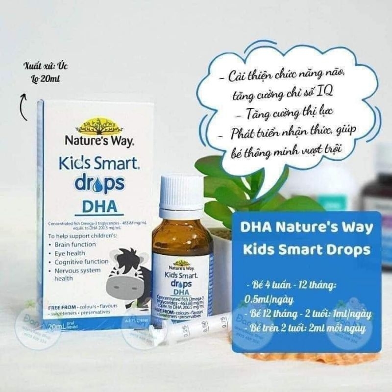 BABY LALA - DHA NATURE 'S WAY KIDS SMART DHA DROPS, Giúp bé thông minh,  nhanh nhẹn và mắt sáng