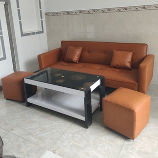 Bộ sofa bed da simili xám ghi - combo sofa bed 6 món - bh 12 tháng