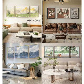 Lớn-Bộ 3 bức Tranh Treo Tường Canvas-Tráng gương Phong Cảnh Núi Rừng Biển Hoa Mèo Cổ Điển Claude Monet Vangogh Indochine