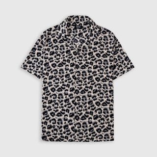 Áo sơ mi TOPGU hoạ tiết Báo Xám B3, áo sơ mi nam tay ngắn vải lụa thoáng mát thời trang nam Menswear