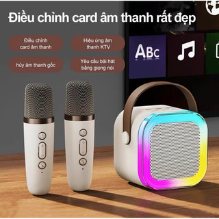   SALE MẠNH  Loa Bluetooth Karaoke Mini K12 BẢO HÀNH 12 THÁNG kèm 2 mic không dây công suất 10W 