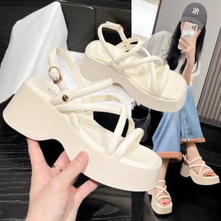 Giày Sandal Nữ Đế Cao Khóa Cài Cao Cấp Dép Nữ Đẹp Dây Chéo Kiểu Hàn Quốc Đi Học, Đi Chơi Thời Trang