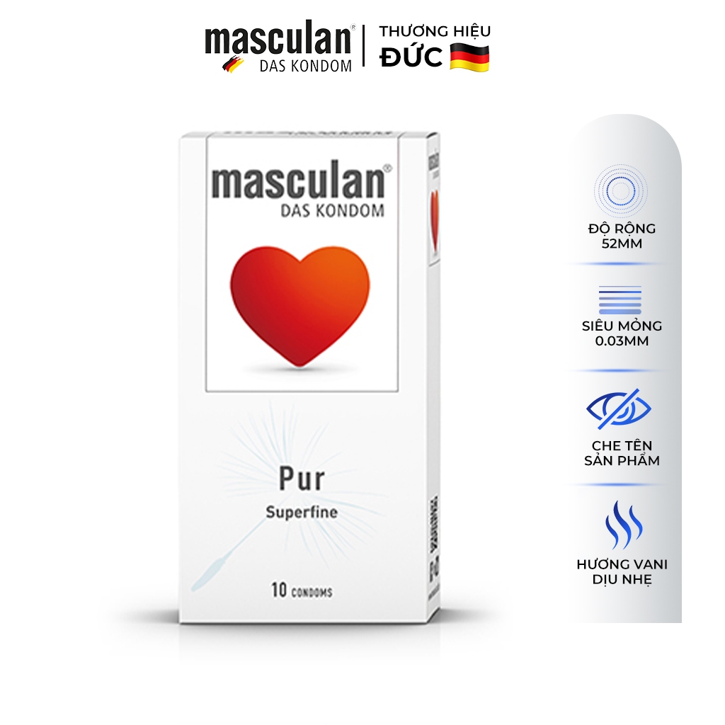 Bao Cao Su Siêu Mỏng Masculan Superfine - Mỏng chân thật - Không Mùi Cao Su - Hương thơm độc quyền
