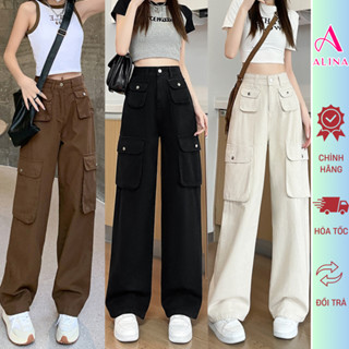 Quần kaki túi hộp ống suông nữ Avocado form rộng unisex cạp cao ,quần dài kaki túi hộp nam nữ