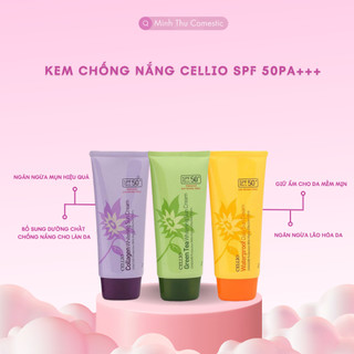 Kem chống nắng Cellio Hàn Quốc SPF 50 PA+++ Green Tea, Colagen, Waterproof Daily 70g
