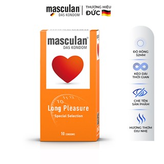 Bao cao su kéo dài thời gian quan hệ Masculan Long Pleasure size 52mm mix gân và chấm hạt