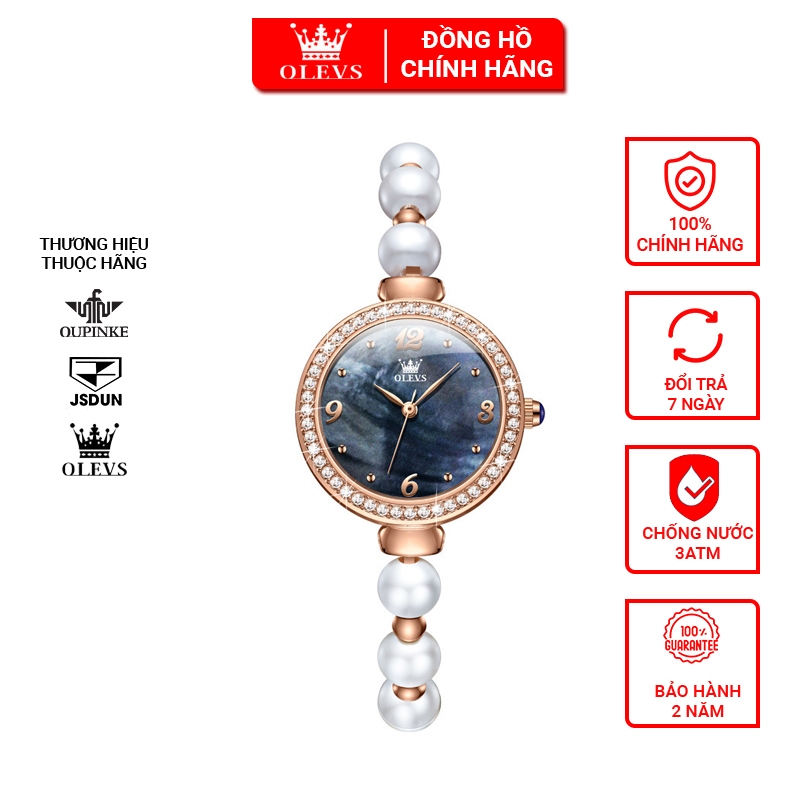 Đồng hồ nữ Olevs cao cấp chính hãng, Đồng hồ đeo tay dây ngọc trai tặng người yêu,Đồng hồ chống nước bảo hành 12 tháng