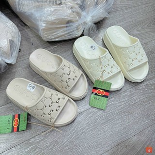 Dép nữ bánh mì guci_cao hot nhất. dép lê nữ quai ngang đế cao 5cm đi mưa