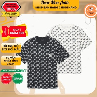 Áo Phông MLB Classic Monogram Front Pattern Overfit Short Sleeve T-Shirt New York Yankees Mẫu 2024 3Atsm0843 Trắng Đen