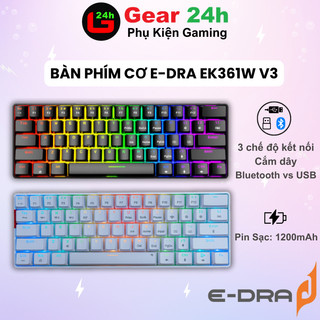 Bàn phím cơ Edra EK361W V3 Kết nối: Wired + 2.4Ghz + Bluetooth (Pin sạc 1200mAh)