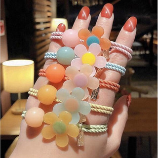 Buộc tóc hoa to hạt tròn cho mẹ và bé