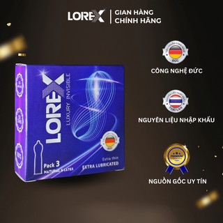 Bao cao su Lorex Luxury Invisible siêu mỏng size 49mm, hộp 3 bao