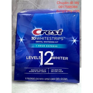 Date T7/2025_ Miếng dán trắng răng Crest 3D Whitestrips 1 Hour Express 20 miếng của Mỹ