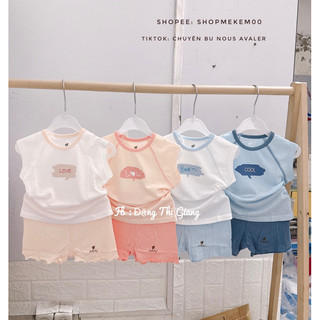Bộ cộc tay Lullaby tăm bamboo cotton cho bé trai bé gái từ 6 tháng đến 4y