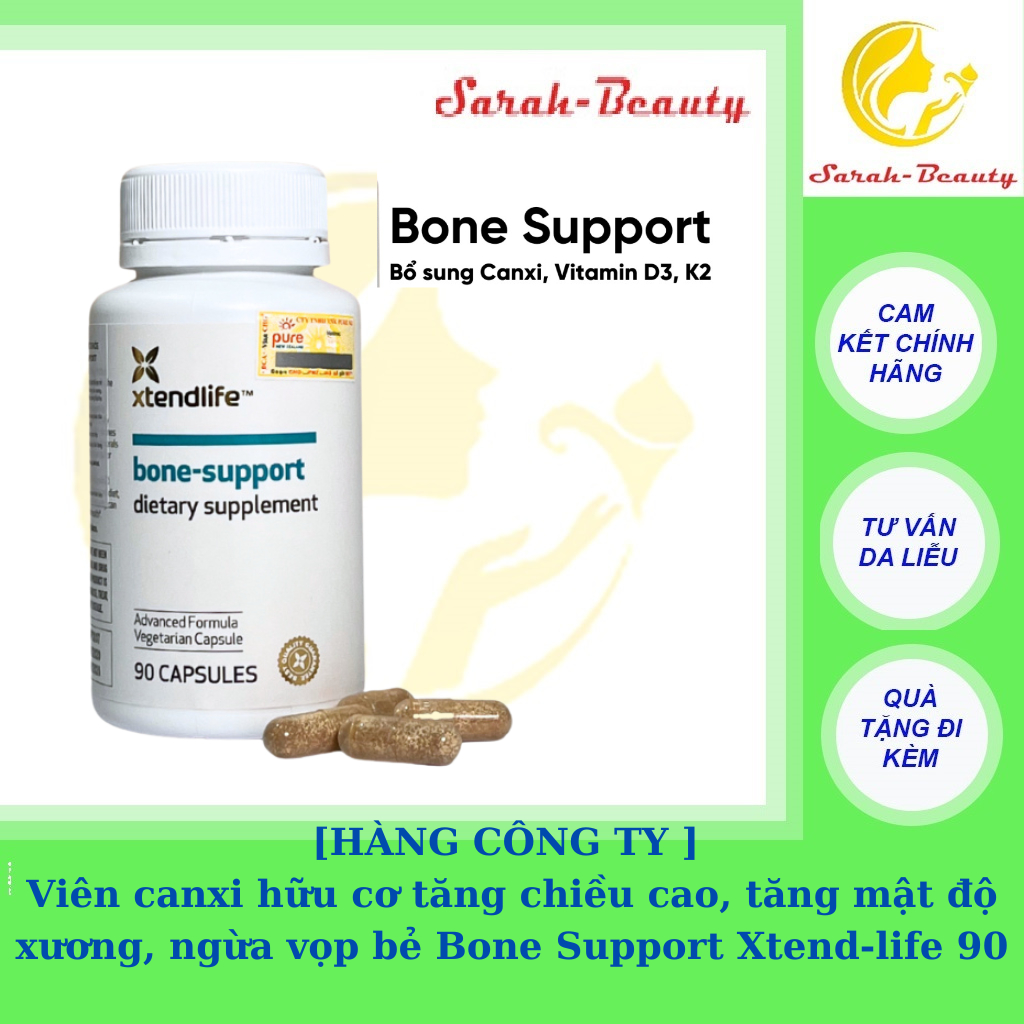 Viên canxi hữu cơ tăng chiều cao, tăng mật độ xương, ngừa vọp bẻ Bone Support Xtend-life 90