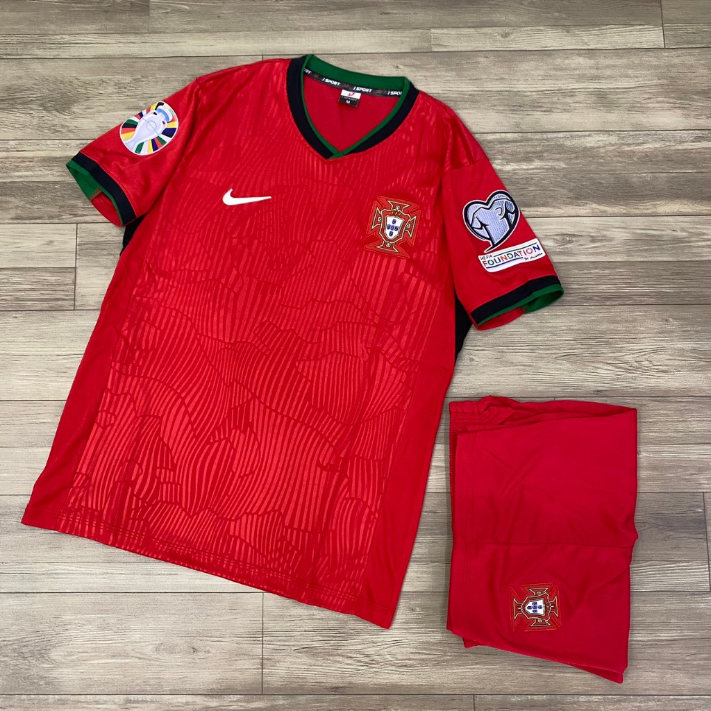 Bộ quần áo bóng đá tuyển Bồ Đào Nha đỏ JP 2024-FLG Euro