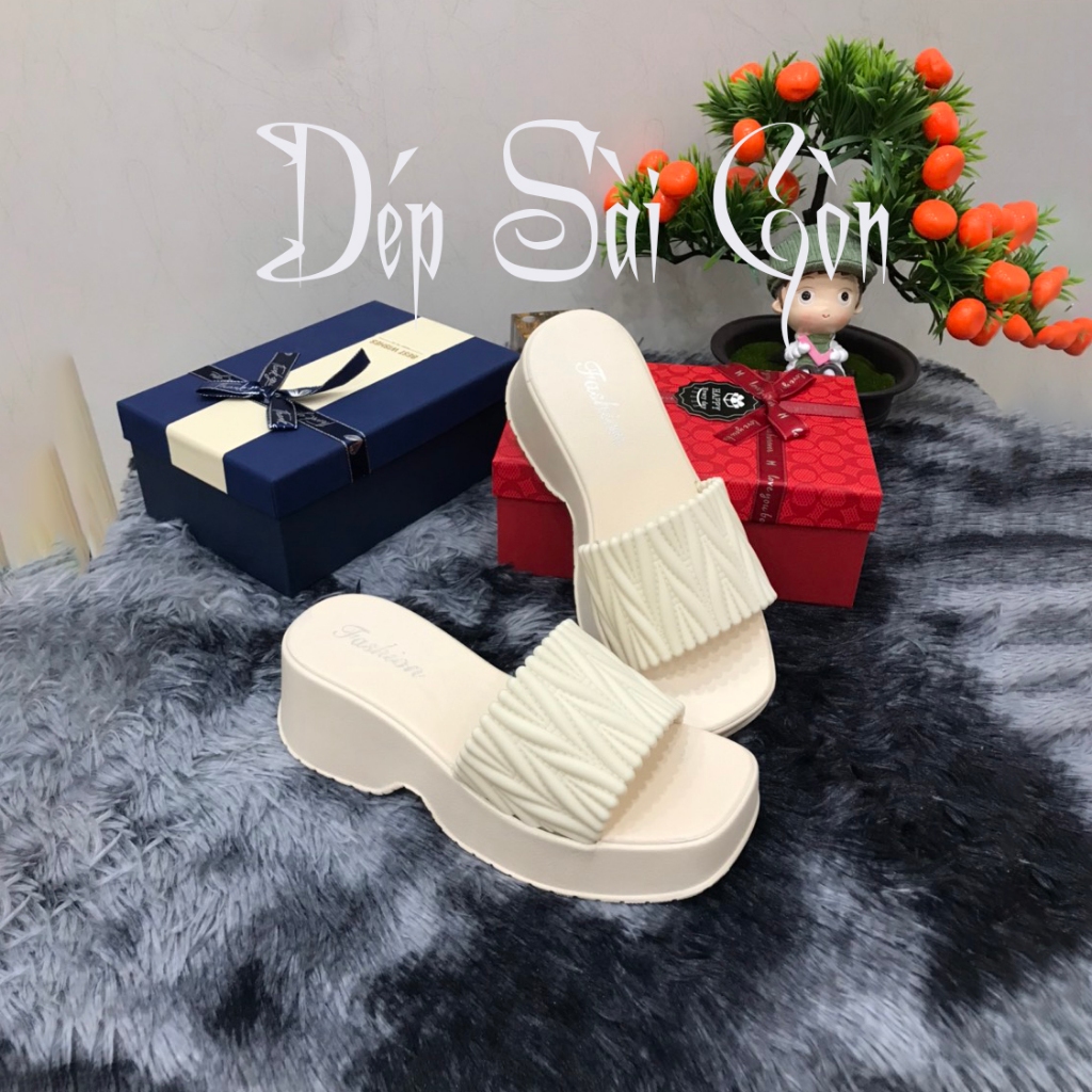 Dép Lê Quai Ngang Hàng QC Tôn Da Hách Dáng 6cm Chất Liệu Cao Su Non Mềm Dẻo Mã 2028