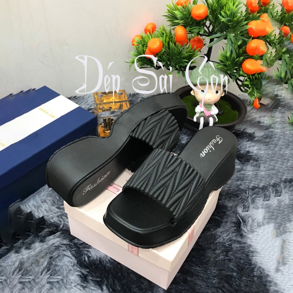 Dép Lê Quai Ngang Hàng QC Tôn Da Hách Dáng 6cm Chất Liệu Cao Su Non Mềm Dẻo Mã 2028