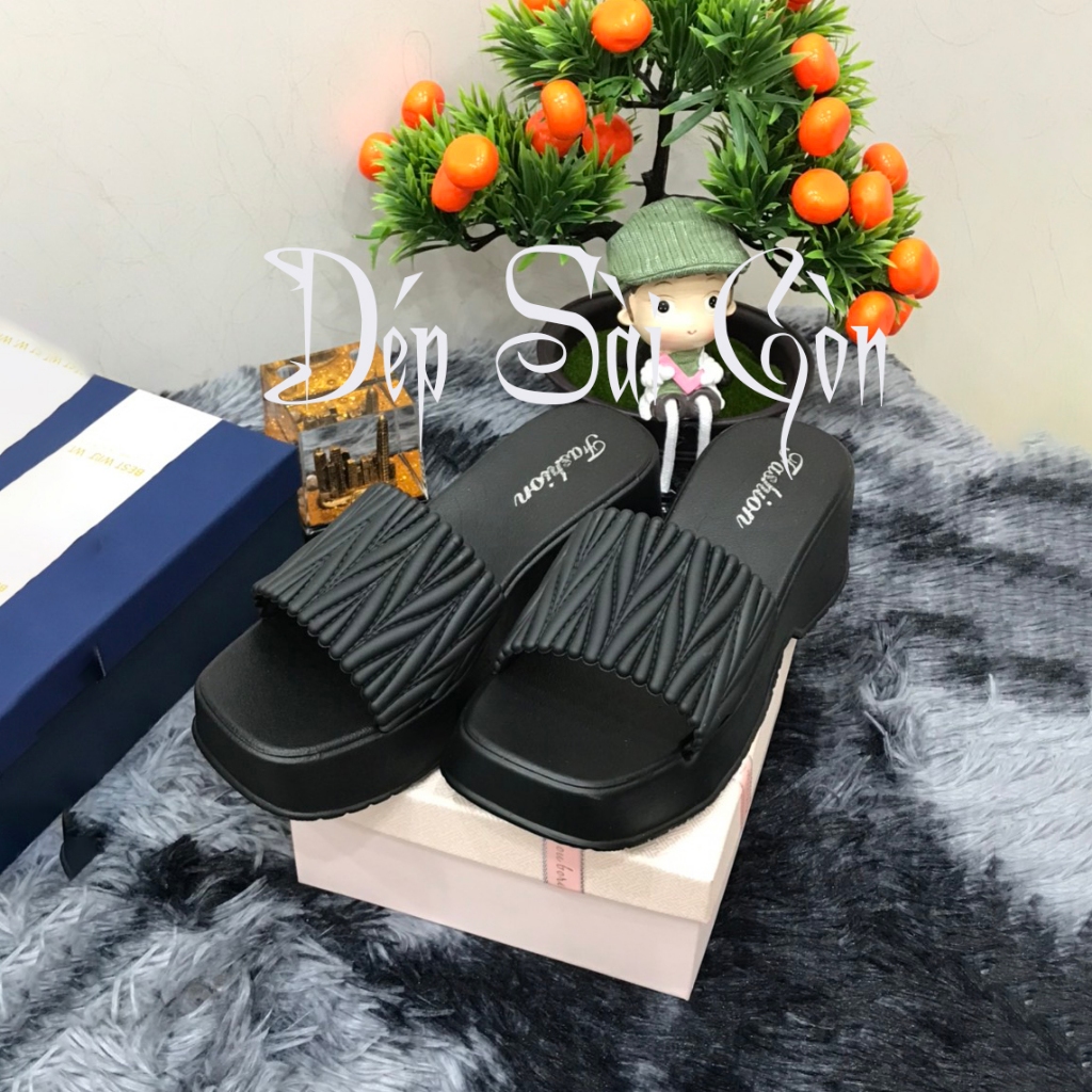 Dép Lê Quai Ngang Hàng QC Tôn Da Hách Dáng 6cm Chất Liệu Cao Su Non Mềm Dẻo Mã 2028