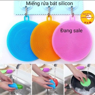 1 Miếng Rửa Bát Silicon , Miếng rửa chén bát silicon , Có Quai Treo.)
