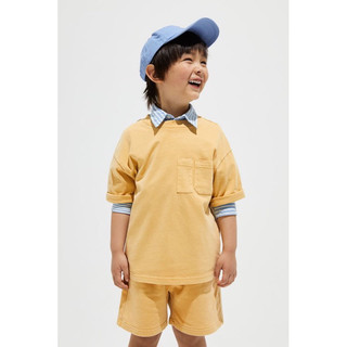 Bộ thun cộc vàng trơn bé trai h&m sz 2-10y