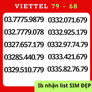 Sim số đẹp viettel đuôi thần tài 79, ông địa 78, đầu 03 đẹp