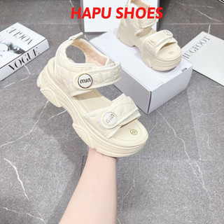 Dép sandal nữ 2 quai dán trần trám, sandal quai hậu đế bằng chất da mềm mịn