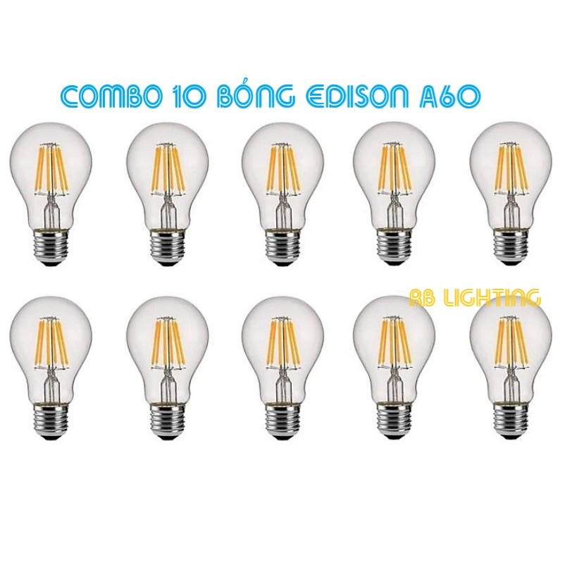 COMBO 10 BÓNG ĐÈN EDISON A60 VINTAGE