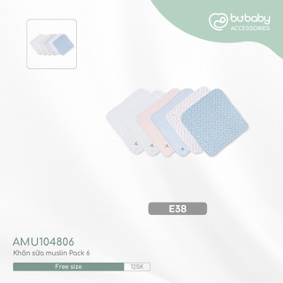 Bu - khăn sữa muslin pack 6 - e38|mix màu iconic 01- muslin - amu104806 - ss24.t3b zb203a