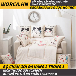 Bộ chăn gối đa năng 2 trong 1 chăn gối văn phòng dụng trên xe hơi