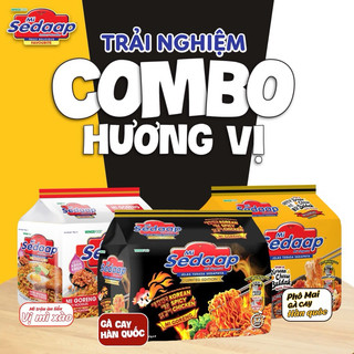 Combo 3 lốc 15 gói mì trộn sedaap mix 3 vị - vị mì xào, gà cay và gà cay phô mai | việt thái phát