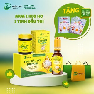 Combo tinh dầu tỏi 30ml và keo ho 100g diệp chi organic giúp tiêu đờm giảm ho khan, ho gió cho trẻ em và người lớn