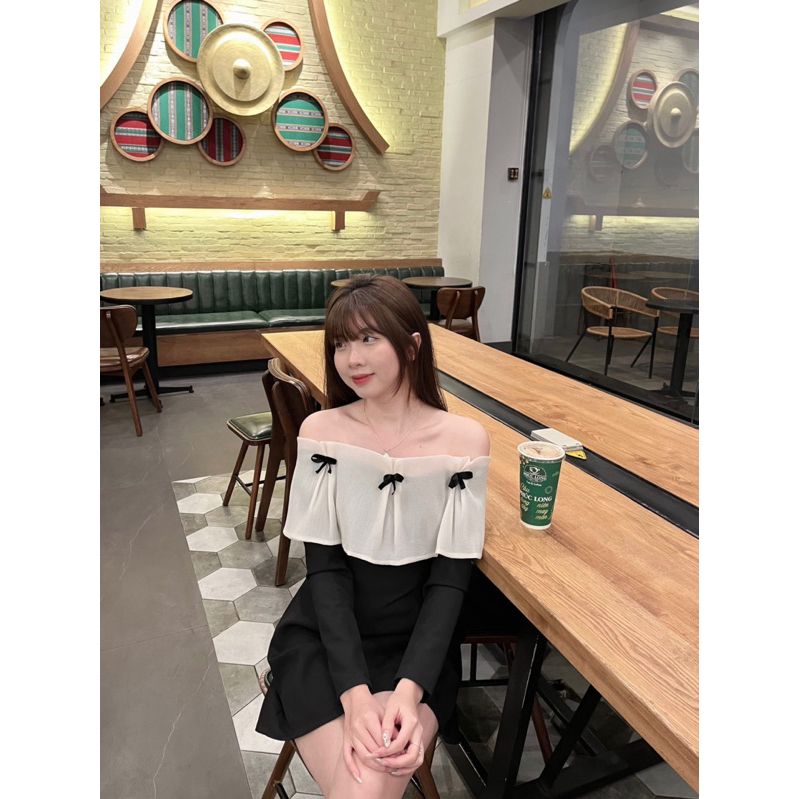 Đầm Trễ Vai Bèo Nơ (ẢNH THẬT)