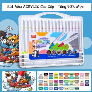   Tăng 90% Mực  Bút Màu ACRYLIC Marker 12 24 36 48 60 72 Bút Acrylic Màu Không Thấm Giấy Vẽ Được Lên Nhiều Chất Liệu 