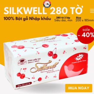 Combo 10 Gói Khăn giấy ăn rút lụa Silkwell 280 tờ 2 lớp chính hãng mềm mịn, dày dặn, siêu dai