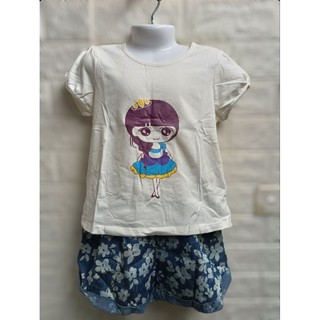 Set bộ quần thô hoa áo búp bê bé gái