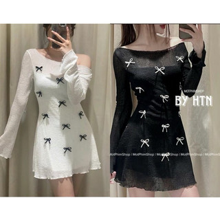 Đầm lưới cao cấp đính nơ siêu xinh đẹp có lót BR129