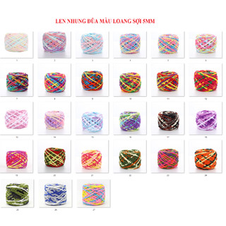 Len nhung đũa loang/ len bông sữa loang 5mm
